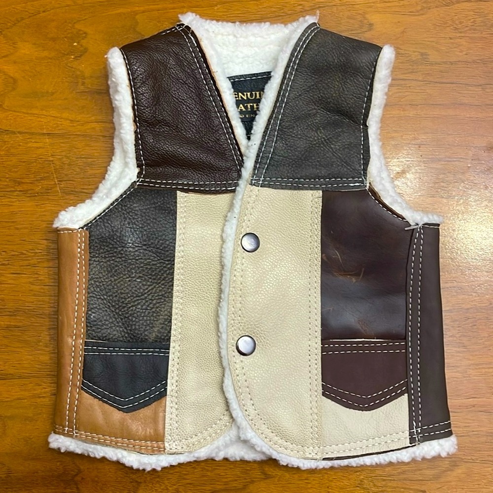 HANDMADE Vintage Genuine Leather Made in Mexico Wool Lined Cowboy Vest